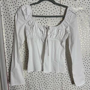 Zara White Long Sleeve Blouse